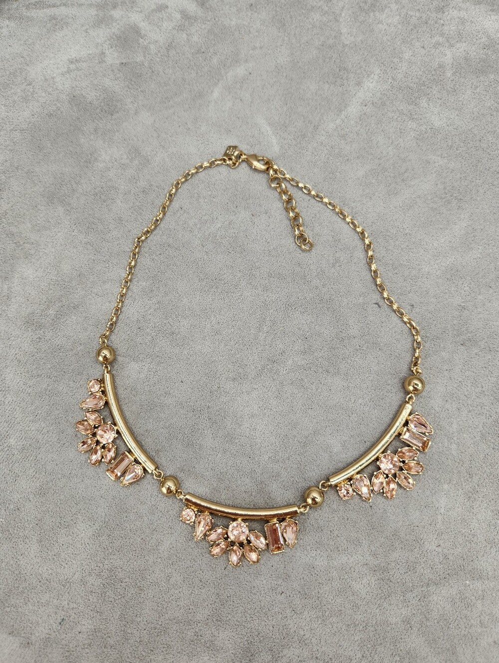 Banana Republic Necklace Beaded Rose Glass Crystals Golden Statement Evening